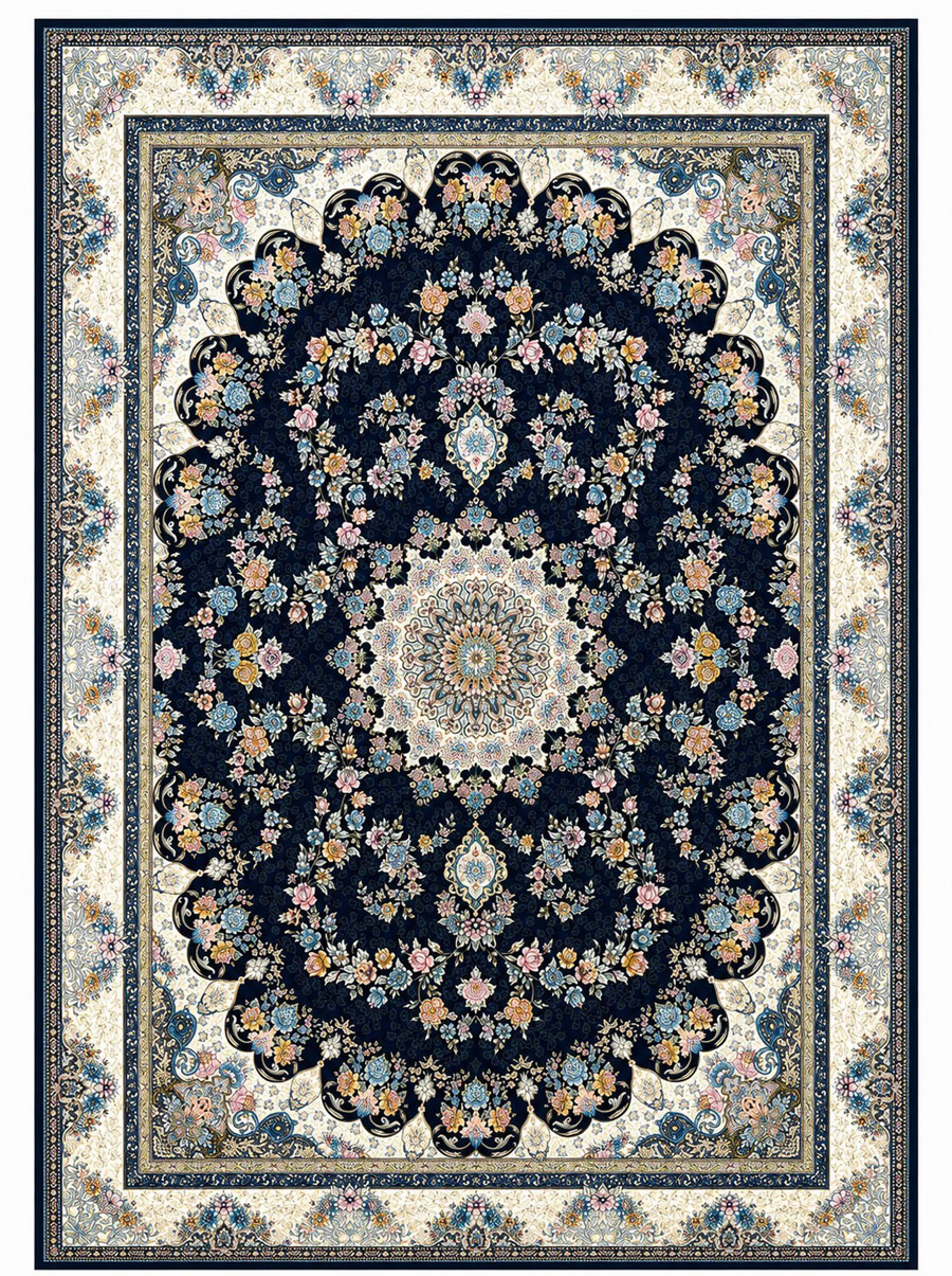 فرش طرح سما رنگ سرمه ای 700 شانه کلاسیک