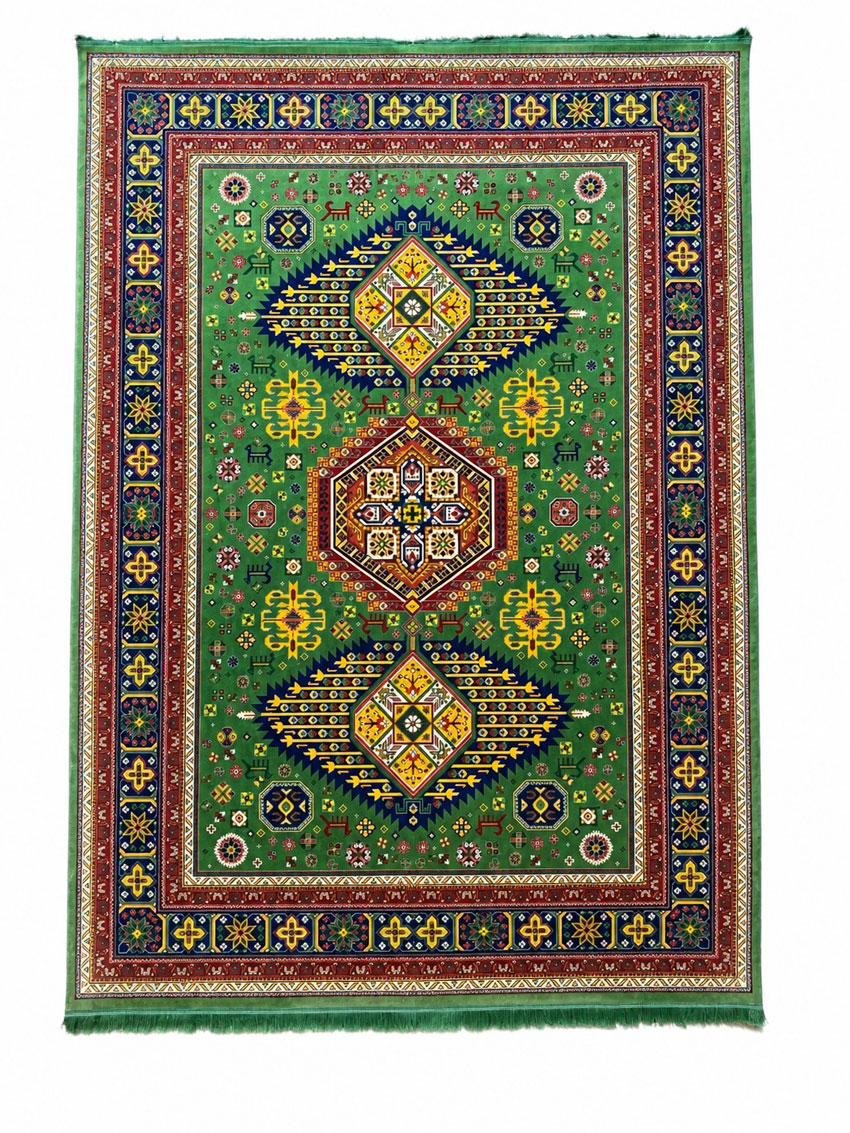 فرش طرح کاجی زمینه سدری 700شانه سنتی