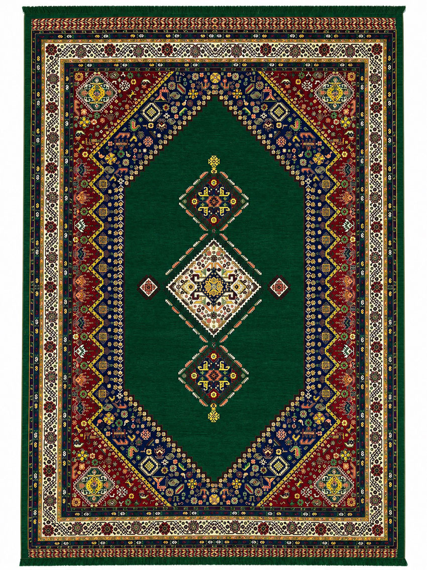 فرش طرح 409 سبز 700 شانه 
